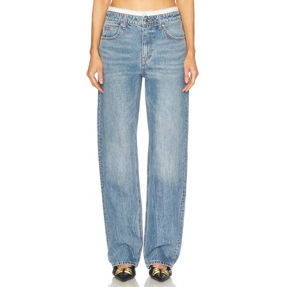 Alexander Wang Mid Rise Straight Leg Jeans Vintage Light Indigo - Picture 1 of 6